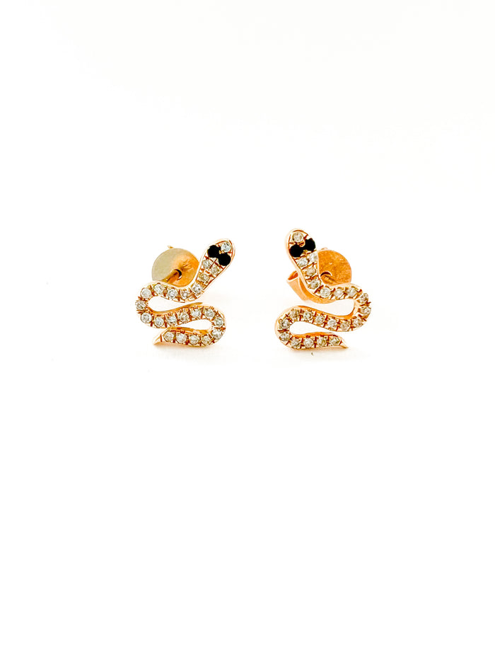 Diamond Snake stud earrings 14k gold