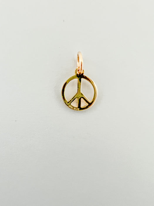 14k gold Peace Sign charm pendant 