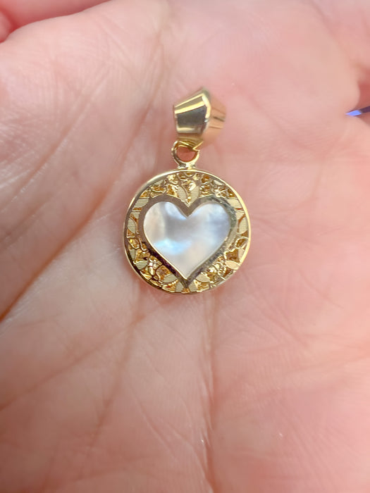 14K Yellow Gold Heart Charm Pendant.