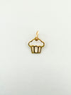 14k gold Cupcake charm pendant 