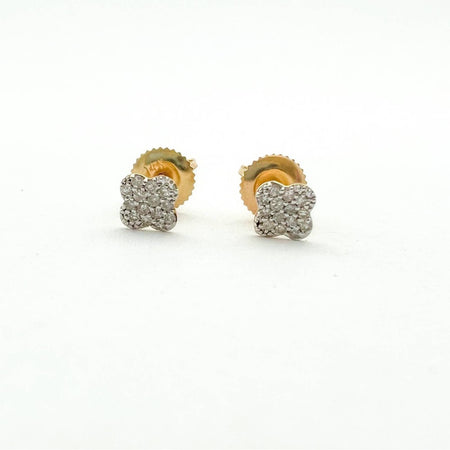 Diamond Clover Stud Earrings 14k gold 