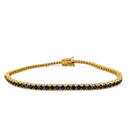 Blue Sapphire Tennis Bracelet 14K Yellow Gold