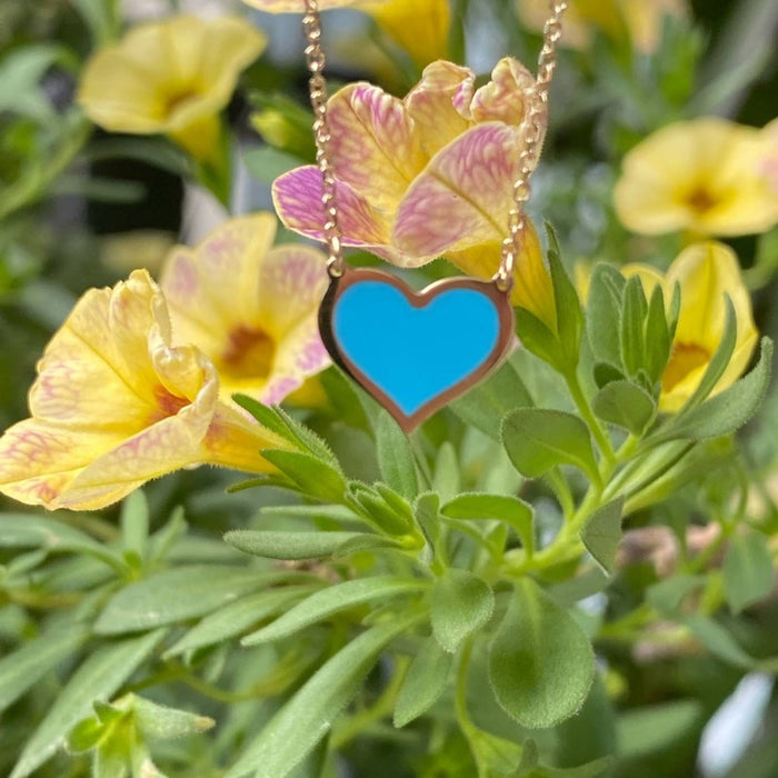Inlay turquoise heart necklace 14k gold