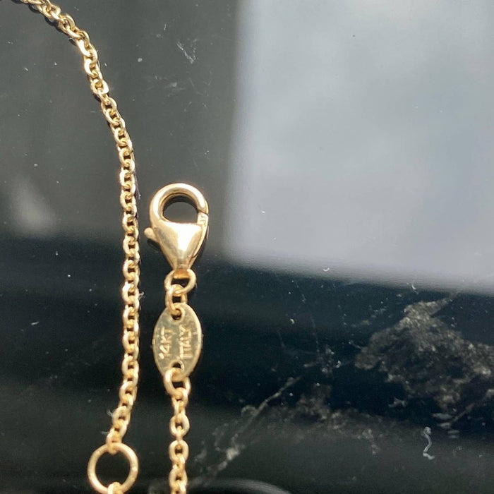14K Yellow Gold MOM Plate Charm Necklace