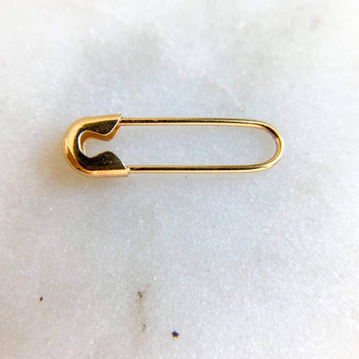 14K Yellow Gold Safety Pin Earring  / Diamond Safety Pin Earring