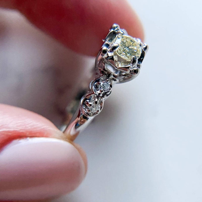 Vintage Engagement Ring European Cut Diamond Circa 1920's