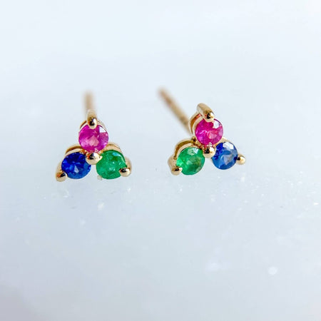 rainbow trinity stud earrings 
