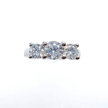 Diamond Three Stone Engagement Ring in 14K White Gold