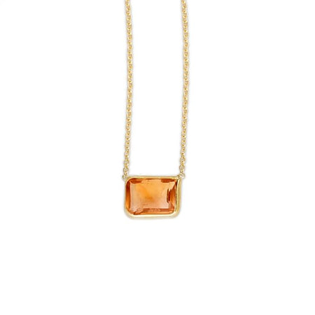 14K Yellow Gold Emerald Cut Citrine Necklace