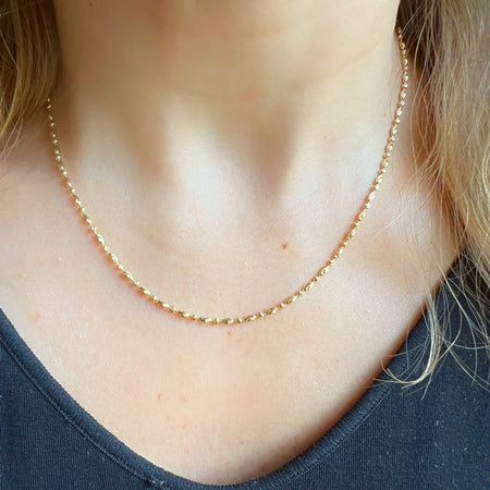 Diamond-Cut Alternative Bead Chain Necklace in 14K Gold