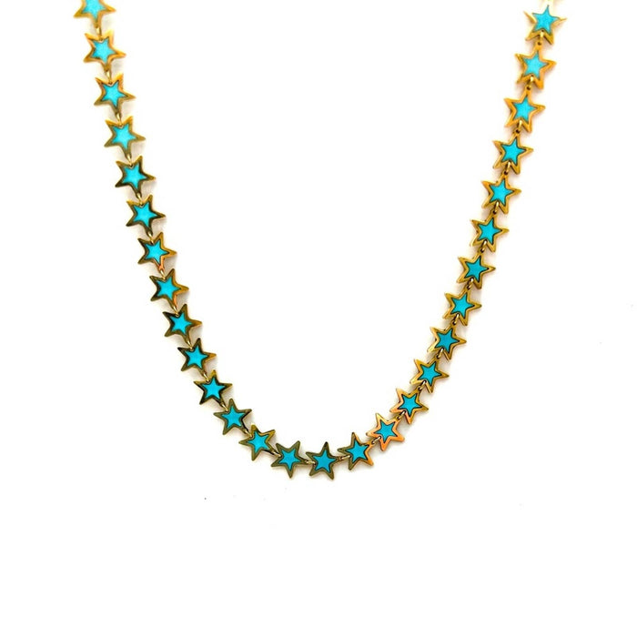 Turquoise Star necklace 14K Italian Yellow Gold