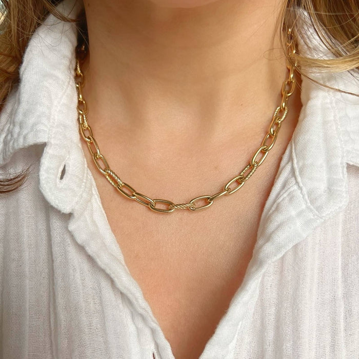 14k paperclip gold necklace