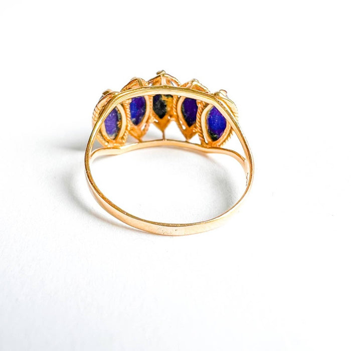 Vintage Lapis Lazuli Marquise Ring 14k Yellow Gold
