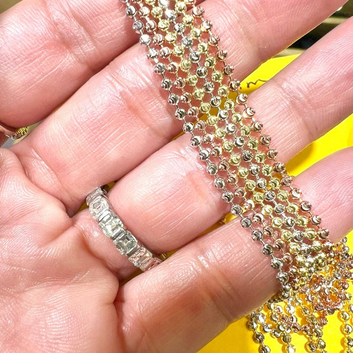 10k and 14K Gold 2mm Diamond Cut  Bead Necklace