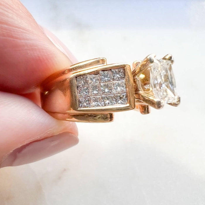 Vintage Radiant Diamond Vintage Ring 14K Yellow Gold