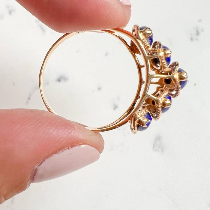 Vintage Lapis Lazuli Marquise Ring 14k Yellow Gold
