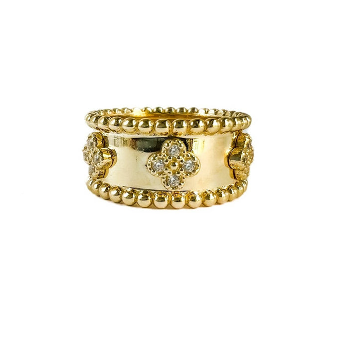 14K Yellow Gold Infinity Clover Band Ring
