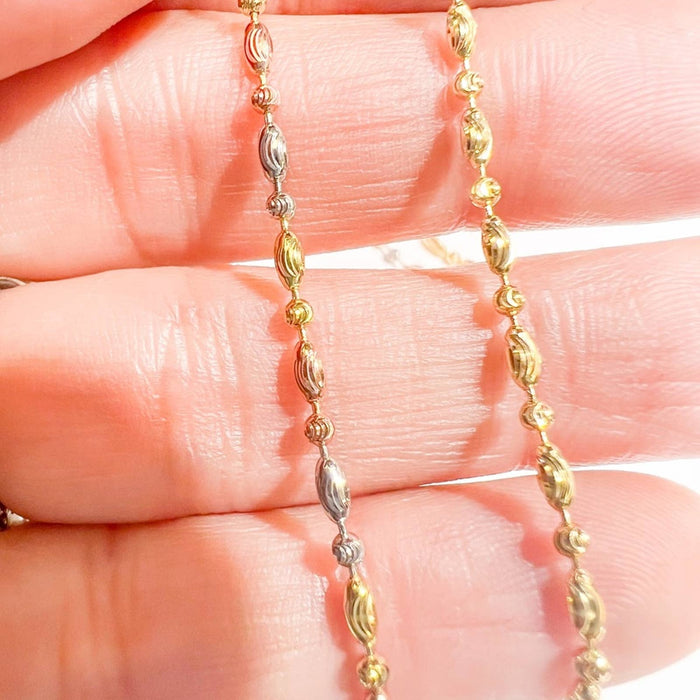 Diamond-Cut Alternative Bead Chain Necklace in 14K Gold