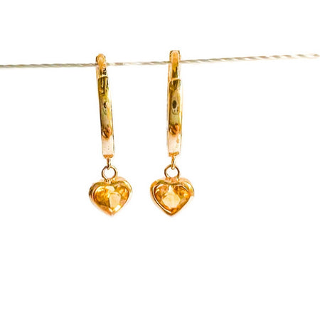 citrine heart earrings