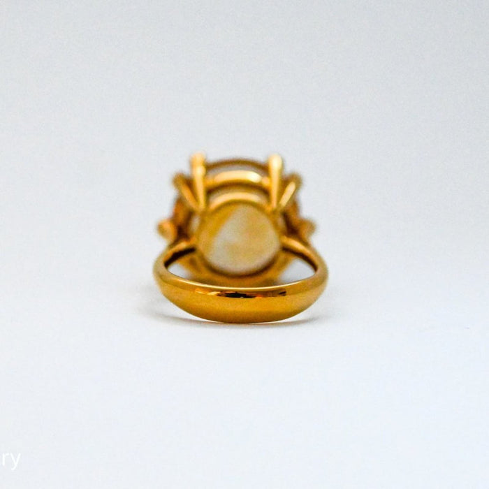 18K Yellow Gold Citrine Solitaire Cocktail Ring