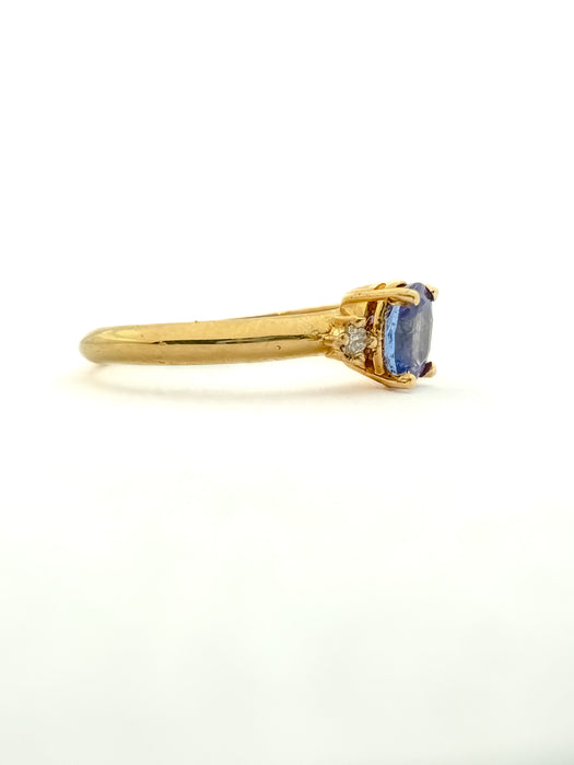 14K Yellow Gold Tanzanite and Diamond Ring