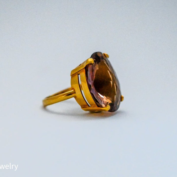 Cushion Cut Ametrine Cocktail Ring 18K Yellow Gold.