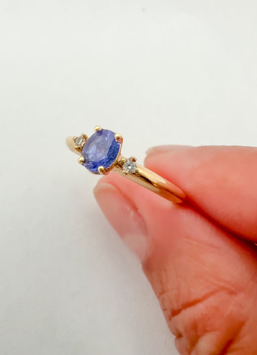 14K Yellow Gold Tanzanite and Diamond Ring