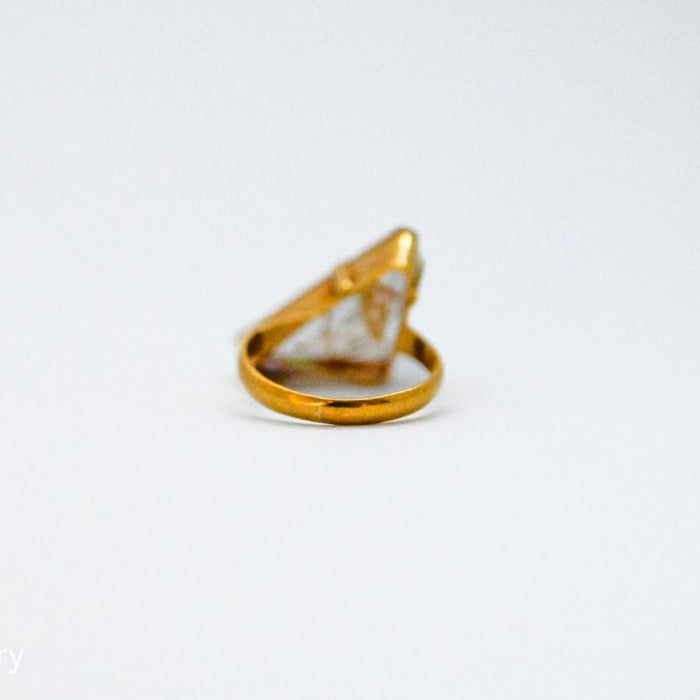 18k Yellow Gold Triangle Shape Rutilated Quartz Ring