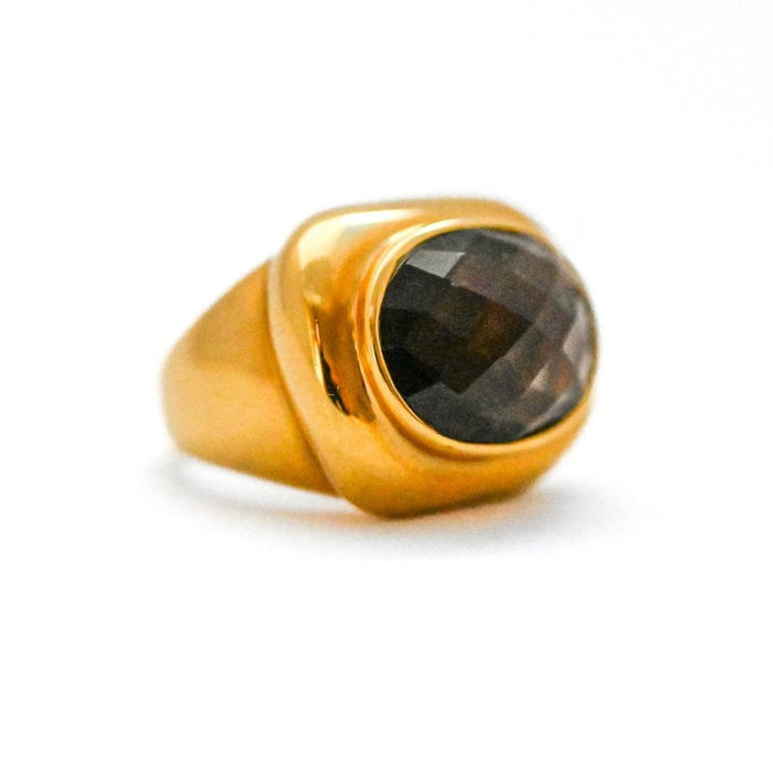 18k Yellow Gold Cognac Quartz Statement