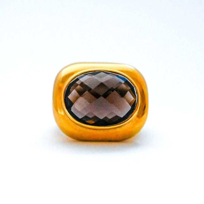 18k Yellow Gold Cognac Quartz Statement