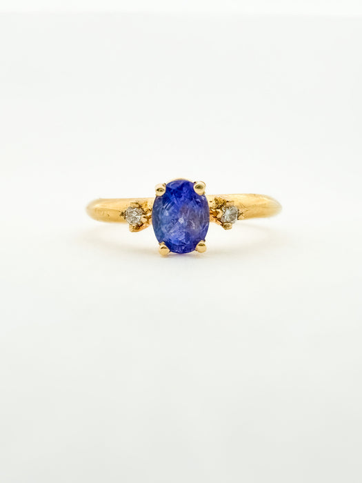 14K Yellow Gold Tanzanite and Diamond Ring