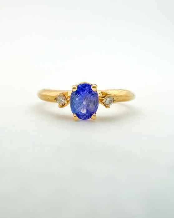 14K Yellow Gold Tanzanite and Diamond Ring