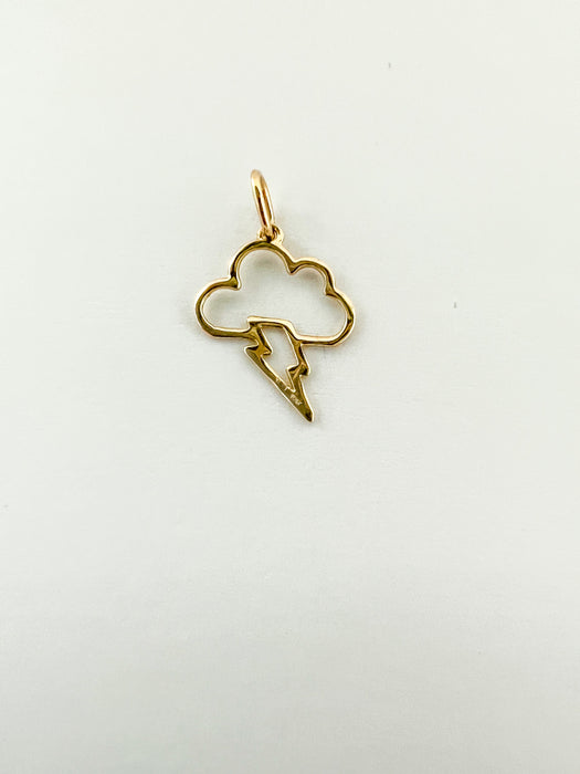 gold Cloud and Lighting charm pendant