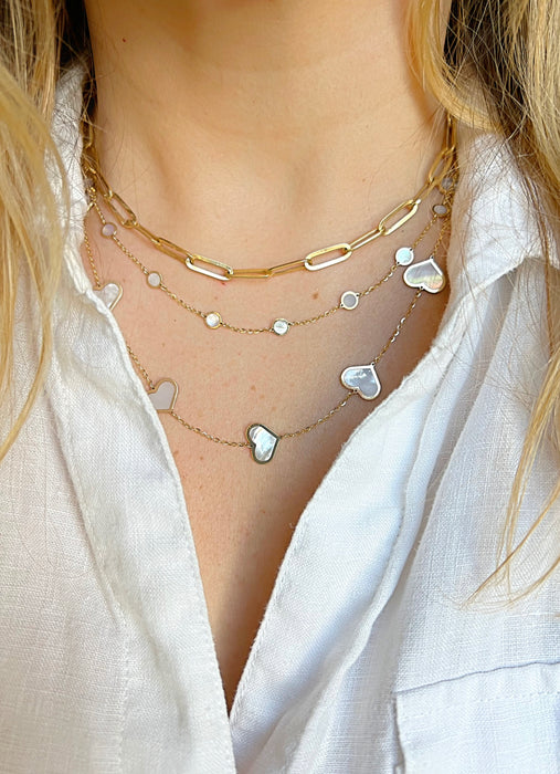 Mother of Pearl Heart necklace 14K Gold