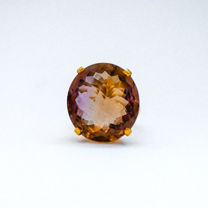 Cushion Cut Ametrine Cocktail Ring 18K Yellow Gold.