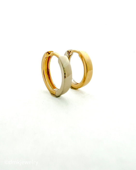 Two Sides 14K Two-tone Gold Hoops Earrings