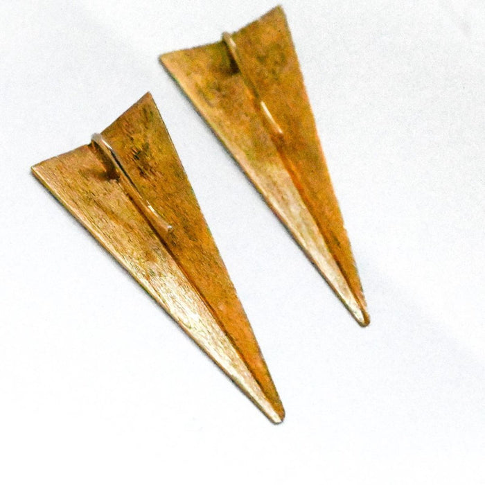 18K Yellow Gold Tetra Shaped Long Earrings