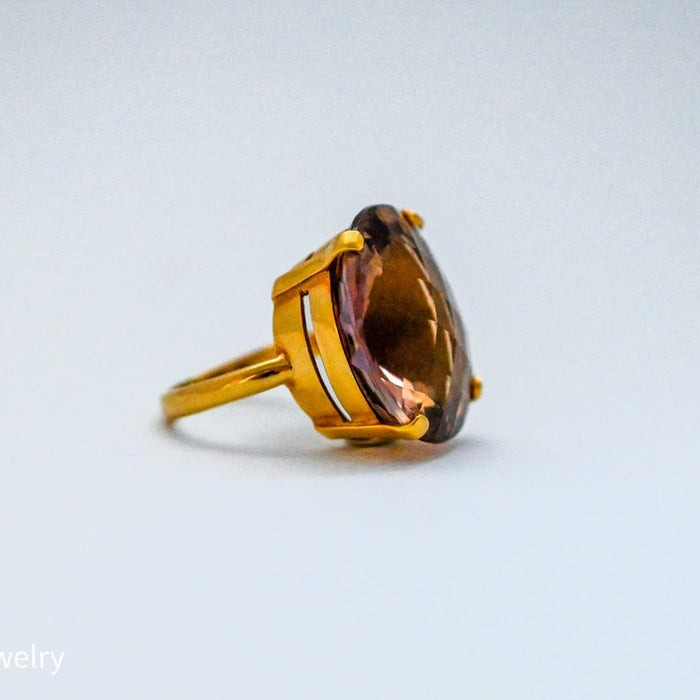 Cushion Cut Ametrine Cocktail Ring 18K Yellow Gold.