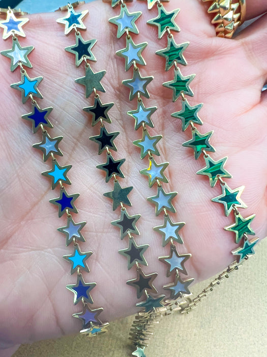 Inlay Star Bracelet 14K Yellow Gold