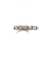 14K white gold alternating round and baguette diamond band ring 