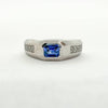 Emerald Cut Sapphire and Diamond Band Ring 14K White Gold