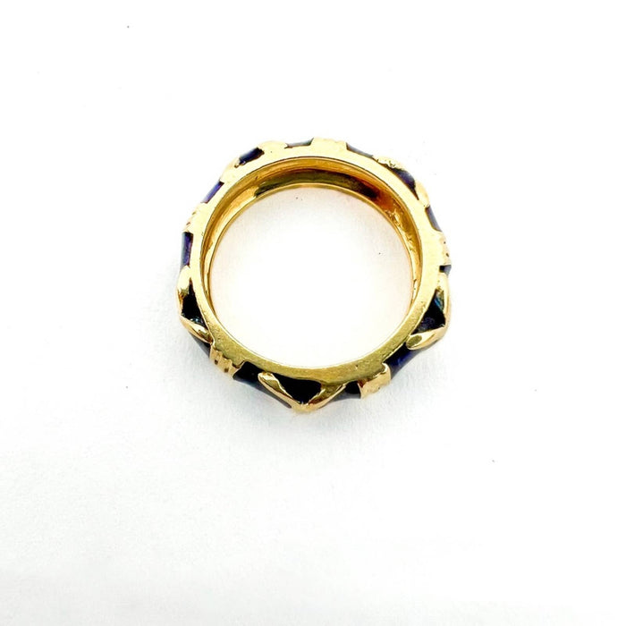 Hidalgo 14k Yellow Gold Blue Enamel Ring