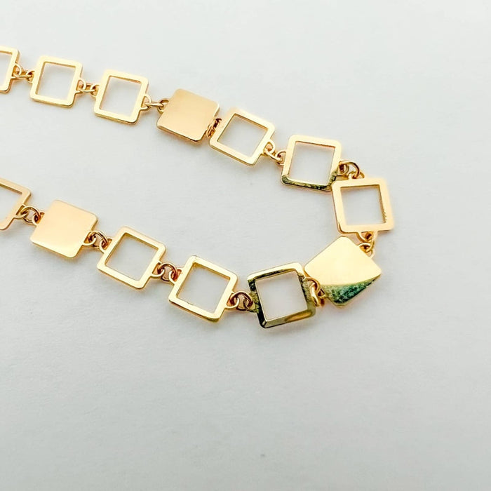 Open Square Link Necklace 14K Yellow Gold