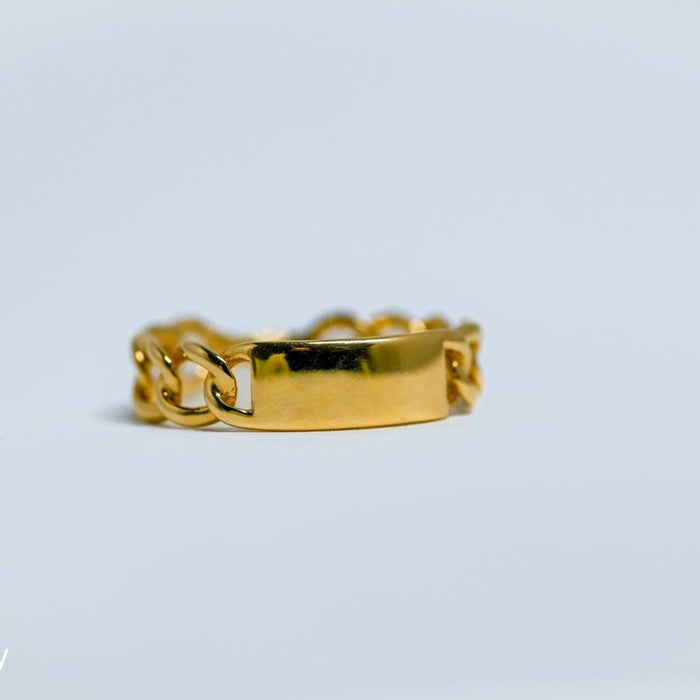 Curb Link Plate Ring 14K Yellow Gold