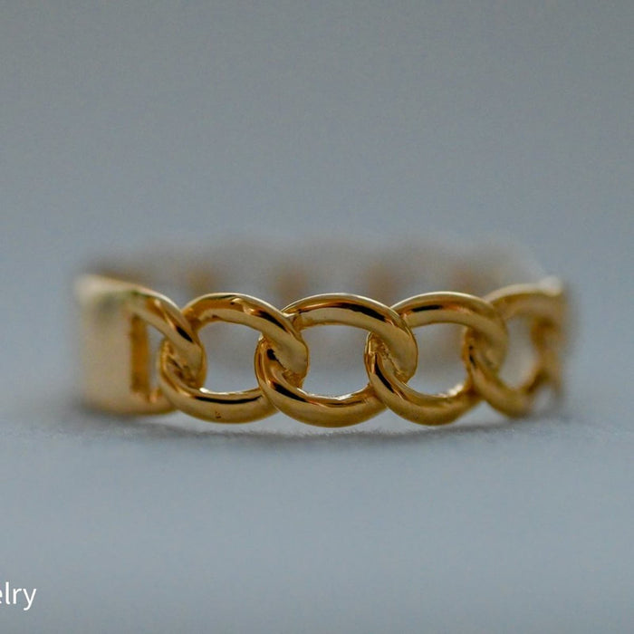 Curb Link Plate Ring 14K Yellow Gold