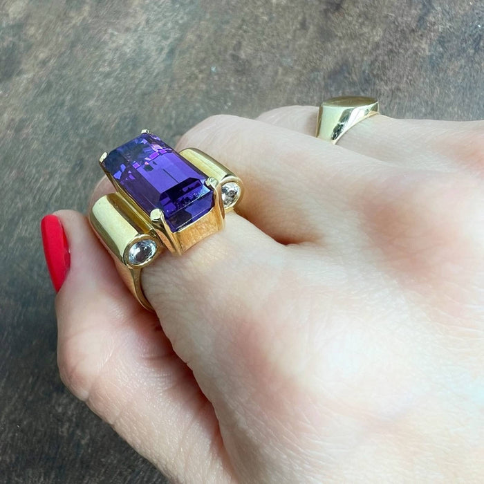 14K Yellow Gold Amethyst Vintage Ring