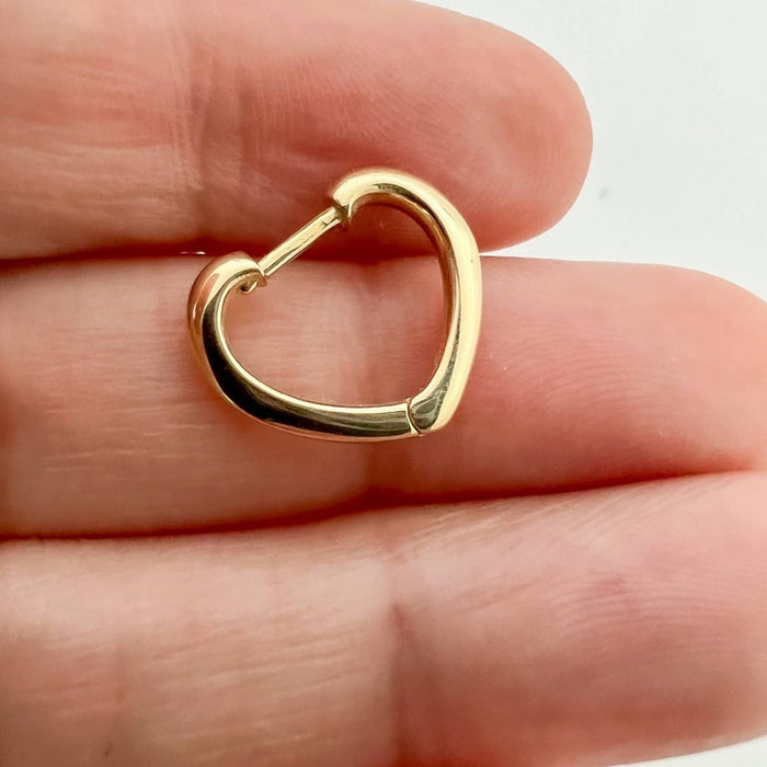 14k Yellow Gold Open Heart Huggies Hoop Earrings