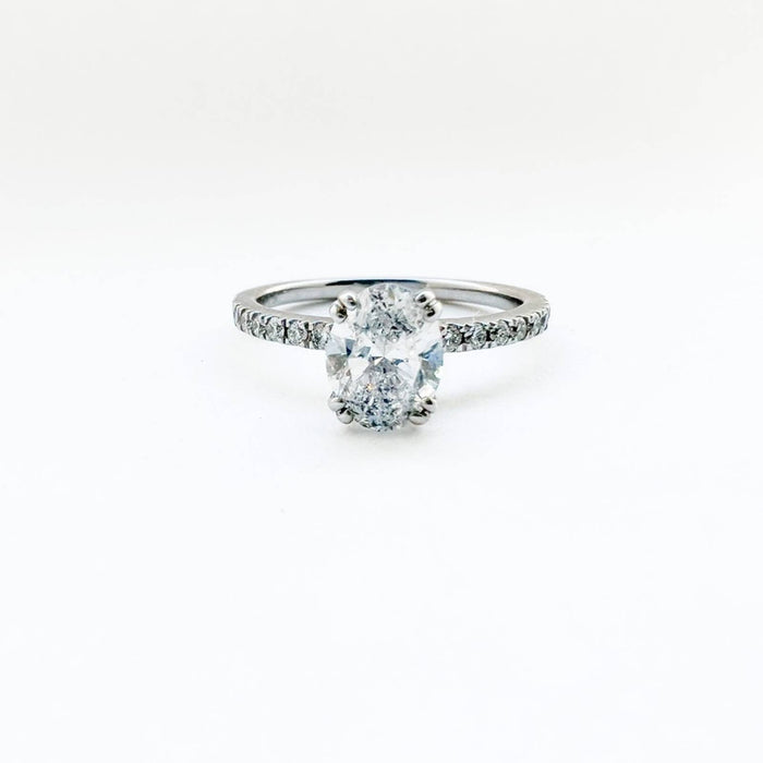 Oval Diamond Engagement Ring in 14K White Gold