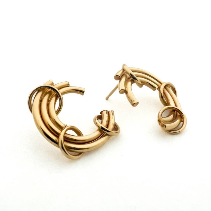 Vintage 14K Yellow Gold C Shaped Statement Earrings