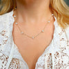 14K Yellow Gold Pearl Station Necklace